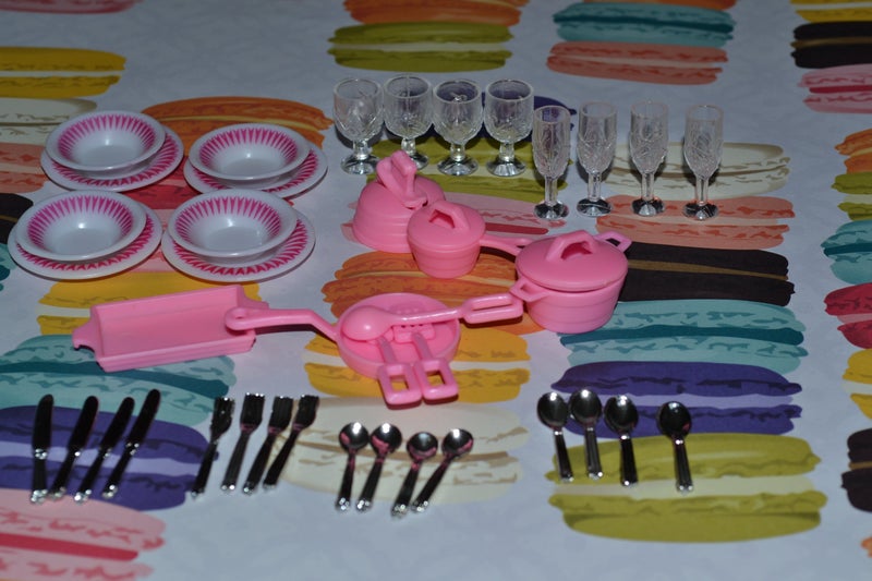 Gloria Dollhouse Furniture- Accessories Plate Glasses Spoon Set - Image 1